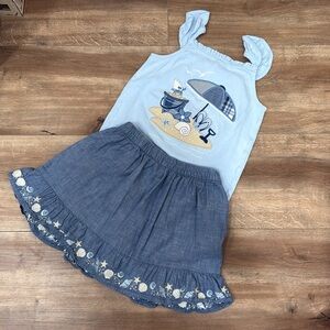 Gymboree coastal Blue Beach-Themed Tank Top and skirt set